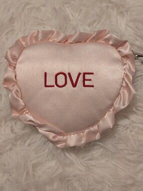 Madden Girl Love Satin Heart Mini Bag in Light Pink with Red Embroidery